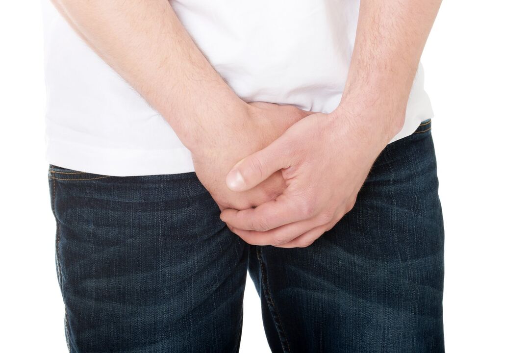groin pain with leakage from the urethra